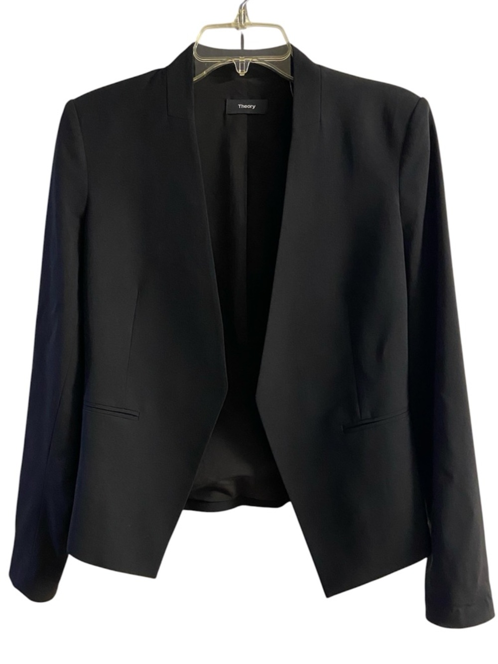 Theory Lanai blazer black virgin wool Sz 8 - Picture 2 of 9